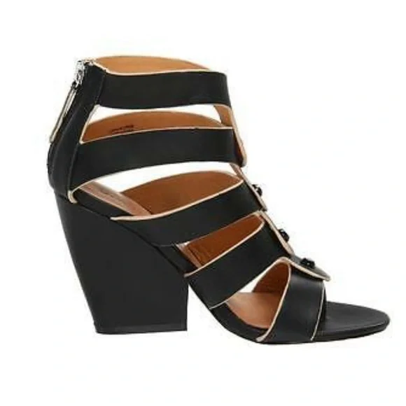 L.A.M.B. “Miranda” Strappy Black Wedge Heels 8 1/2 - EXCELLENT used condition!!! - Picture 2 of 7